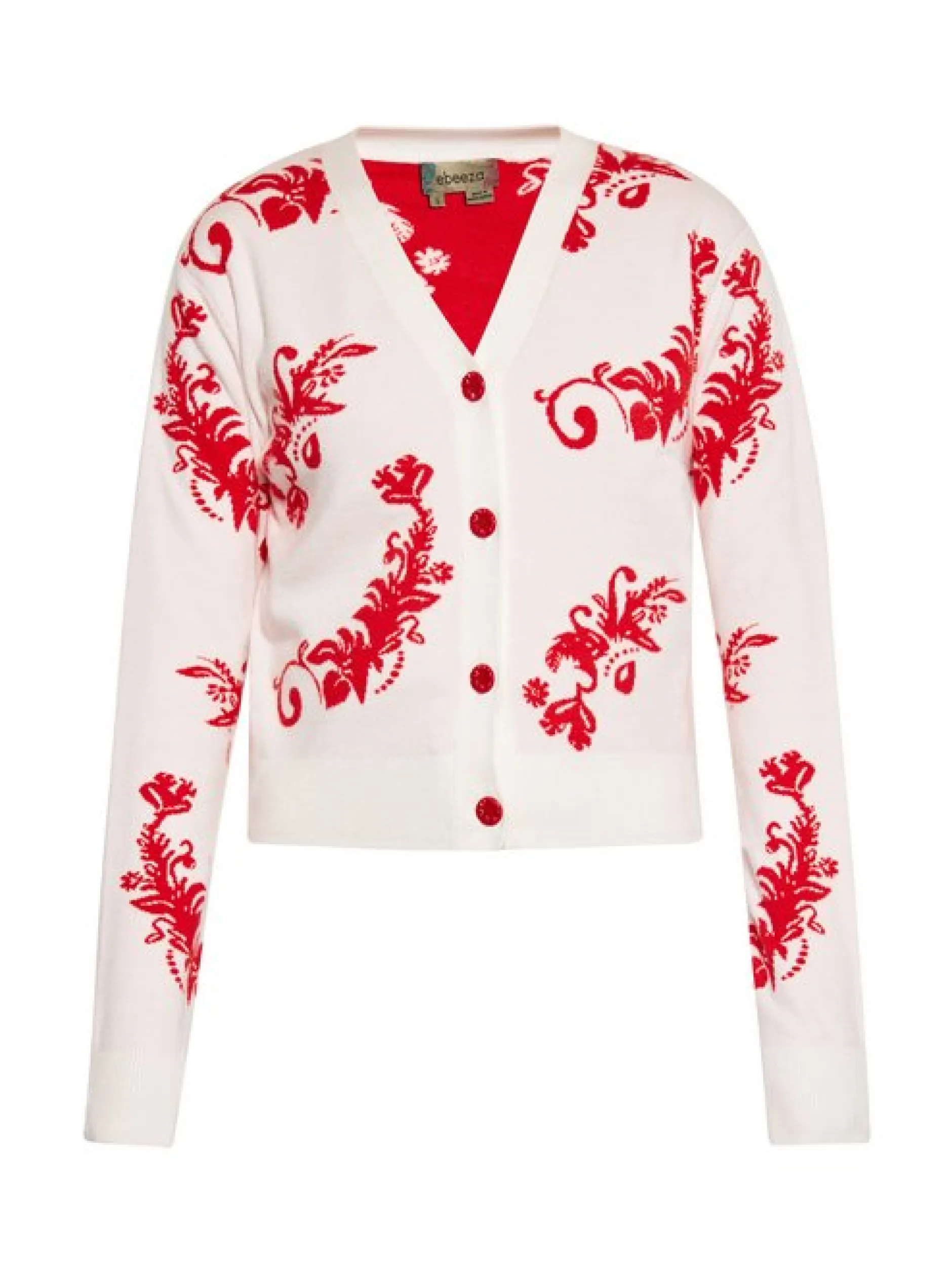 MyMo Damen Strickjacke in weiß rot
