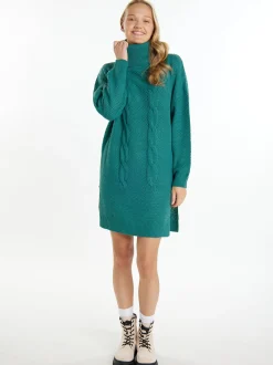 MyMo Damen Strickkleid in grün - Ausschnitt: ohne Kragen