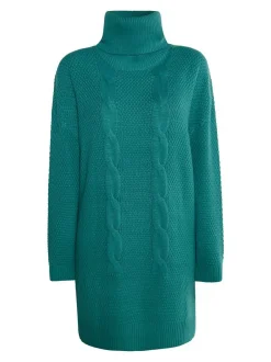 MyMo Damen Strickkleid in grün - Ausschnitt: ohne Kragen