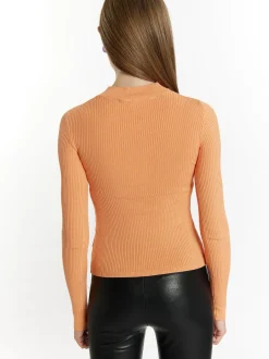 MyMo Damen Strickpullover in orange