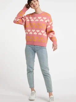 MyMo Damen Strickpullover in aprikot