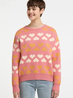 MyMo Damen Strickpullover in aprikot