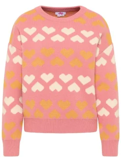MyMo Damen Strickpullover in aprikot