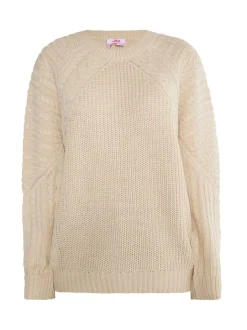 MyMo Damen Strickpullover in ecru - Ausschnitt: Rundhals