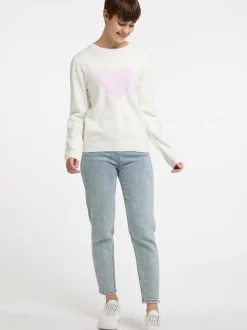 MyMo Damen Strickpullover in ecru - Ausschnitt: Rundhals