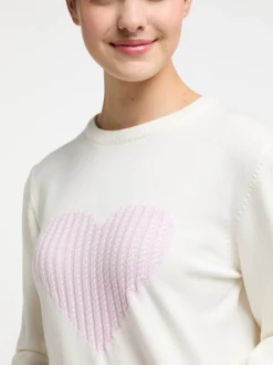 MyMo Damen Strickpullover in ecru - Ausschnitt: Rundhals