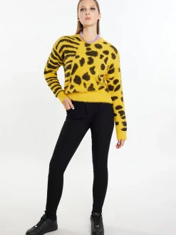 MyMo Damen Strickpullover in gelb - Ausschnitt: Rundhals