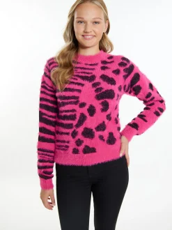 MyMo Damen Strickpullover in pink - Ausschnitt: Rundhals