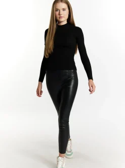 MyMo Damen Strickpullover in schwarz
