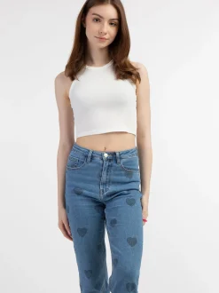 MyMo Damen Tanktop in weiß - Ausschnitt: Rundhals