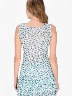 MyMo Damen Top in blau - Ausschnitt: Rundhals