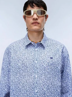 Napapijri Herren Langarmhemd - G-ELIOR LS in blau weiß
