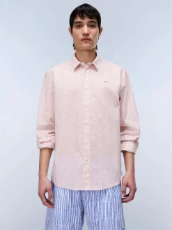 Napapijri Herren Langarmhemd - G-ELIOR LS in rosa weiß