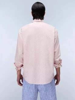 Napapijri Herren Langarmhemd - G-ELIOR LS in rosa weiß