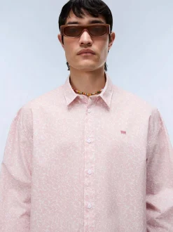 Napapijri Herren Langarmhemd - G-ELIOR LS in rosa weiß
