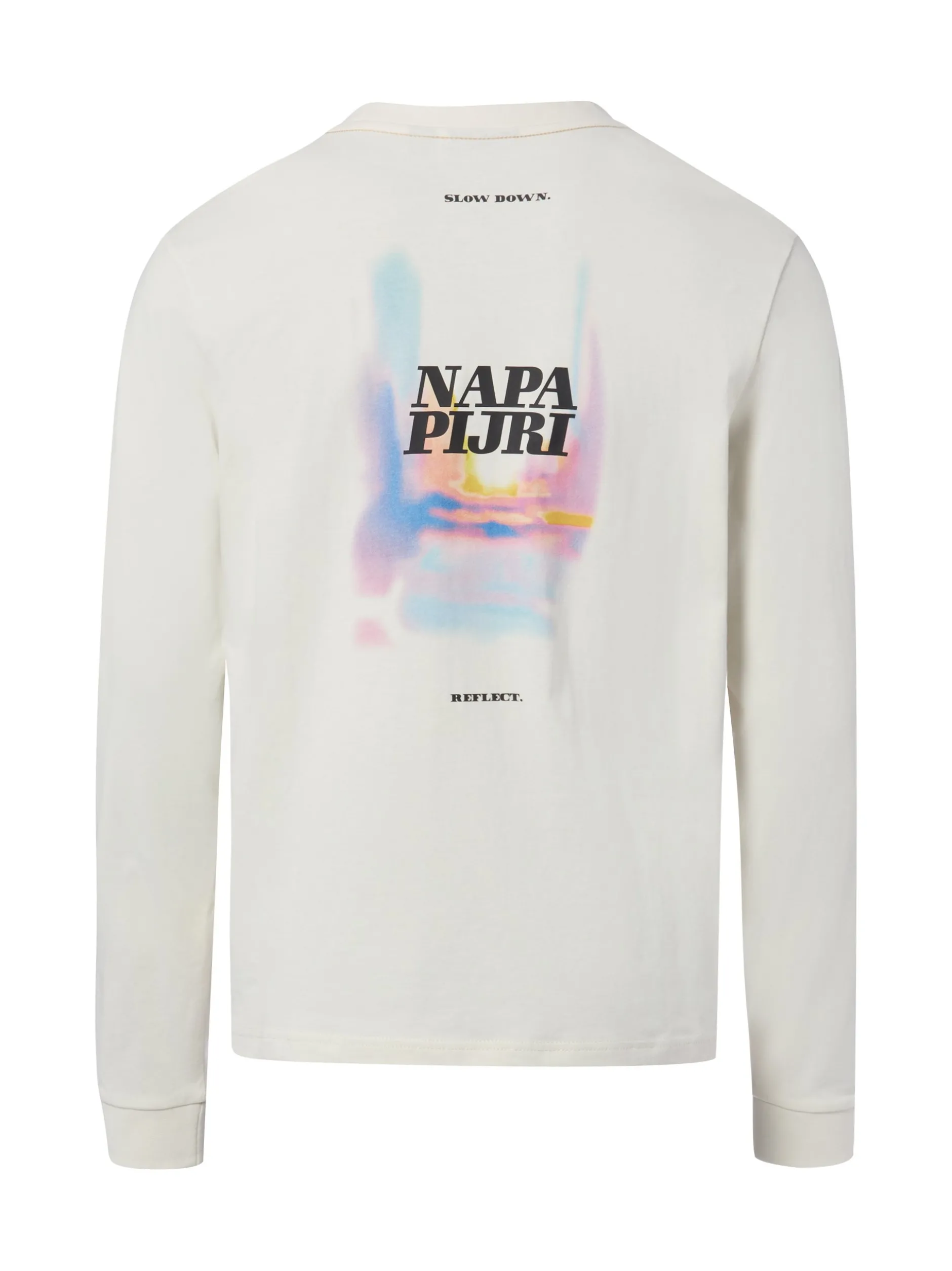 Napapijri Herren Langarmshirt - Lodestar in ecru mehrfarbig