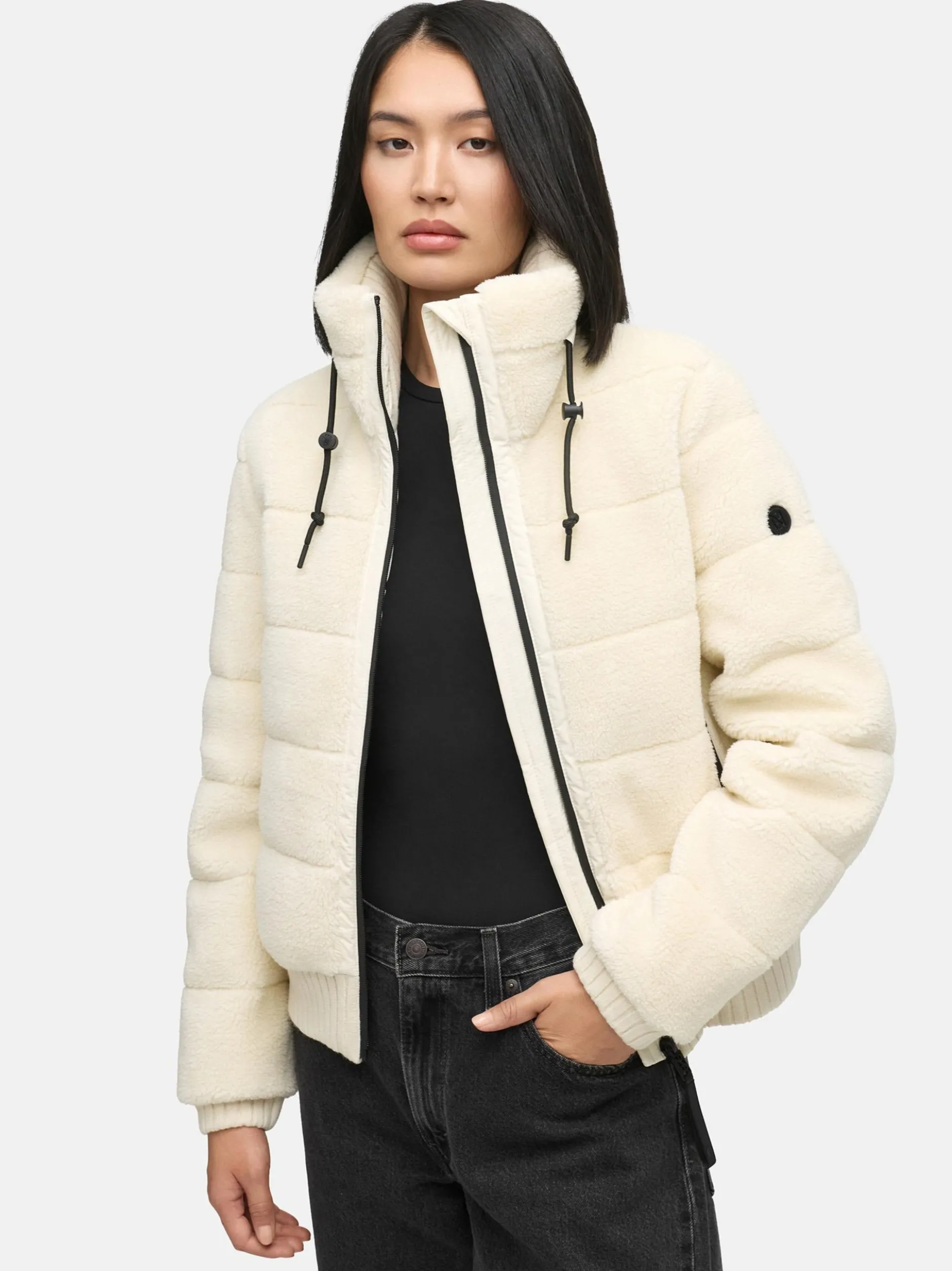 Navahoo Damen Plüschjacke - Schneepuder 14 in weiß
