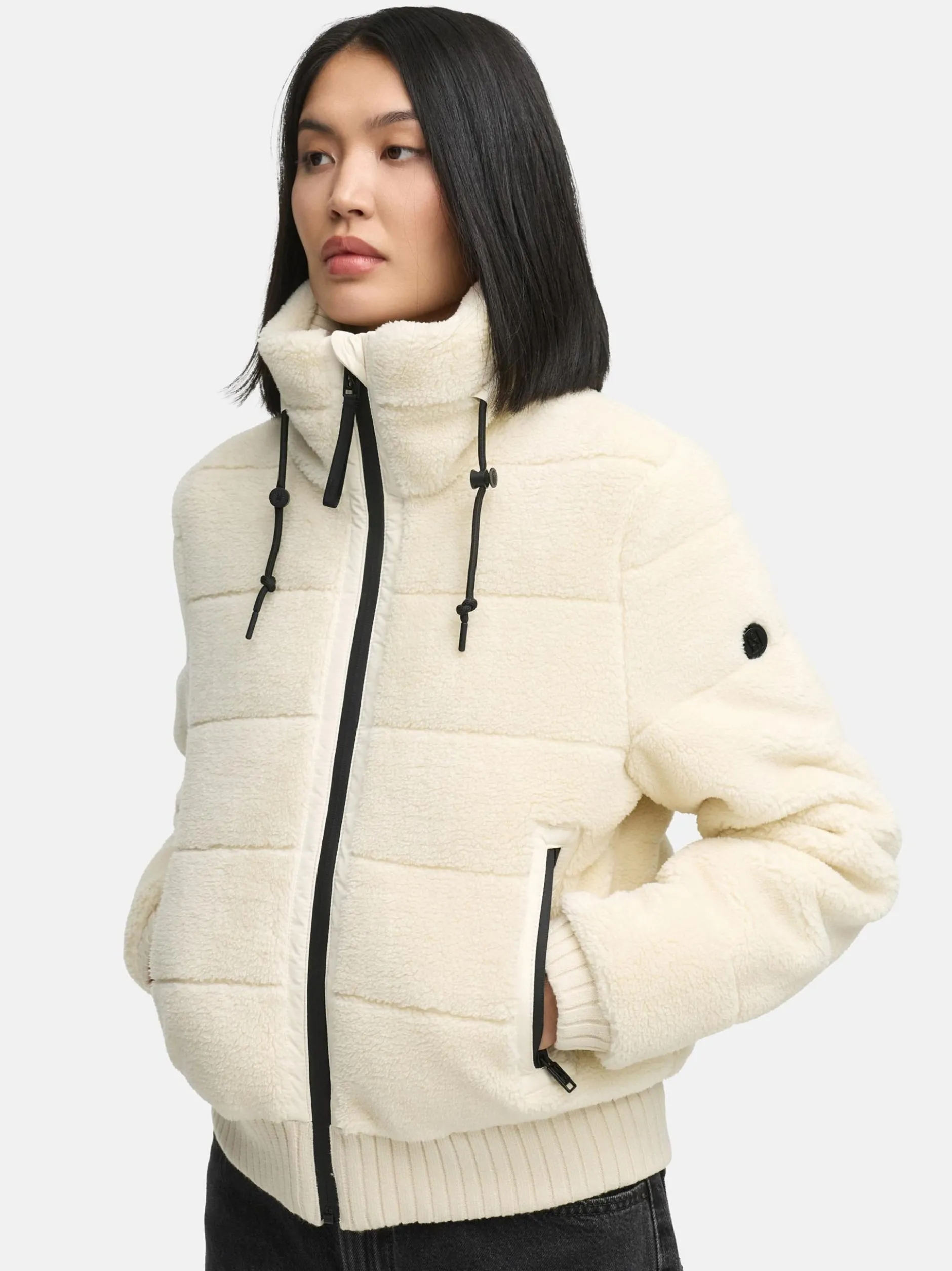 Navahoo Damen Plüschjacke - Schneepuder 14 in weiß