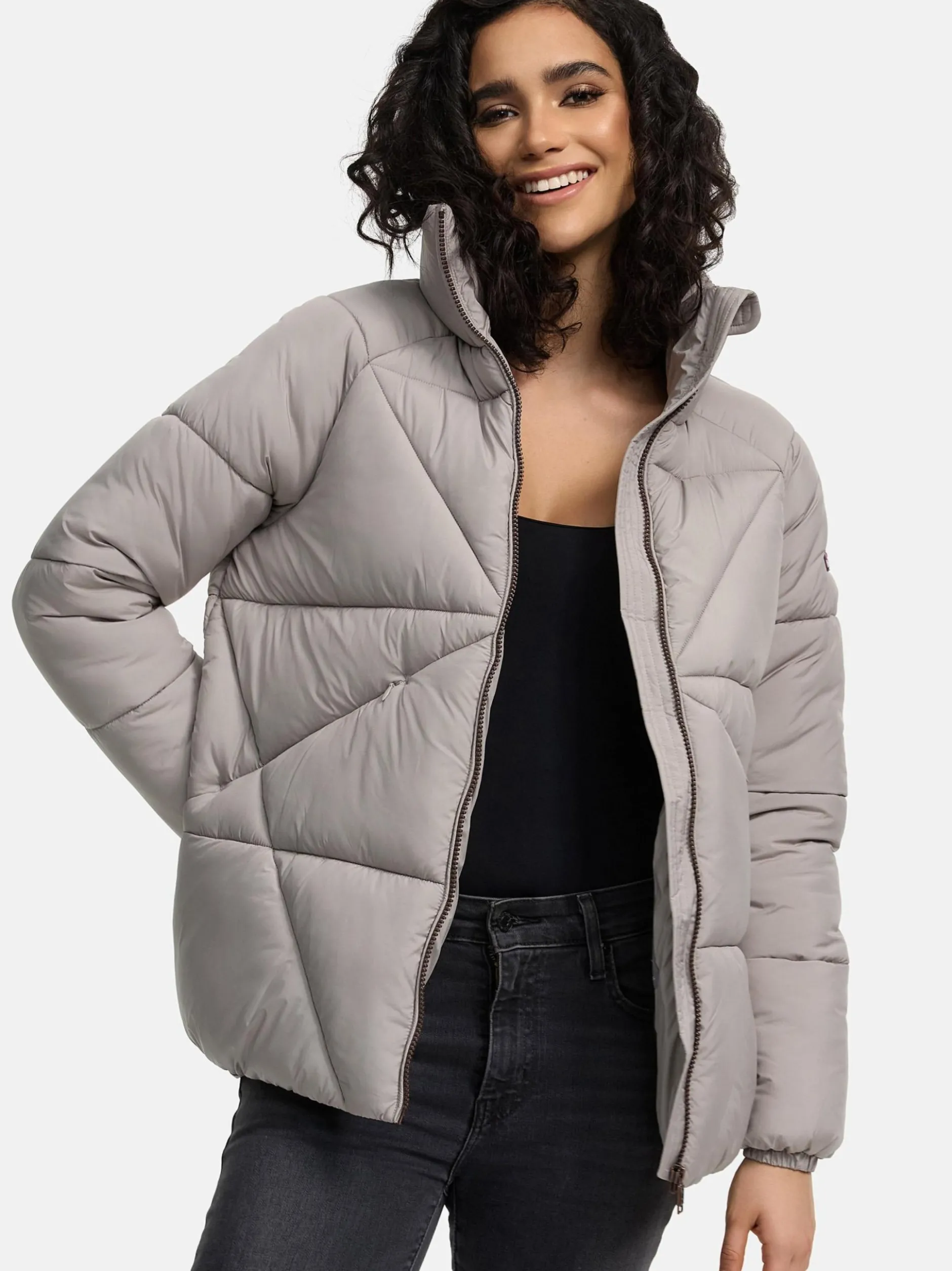 Navahoo Damen Steppjacke - Schokolinaa 14 in grau
