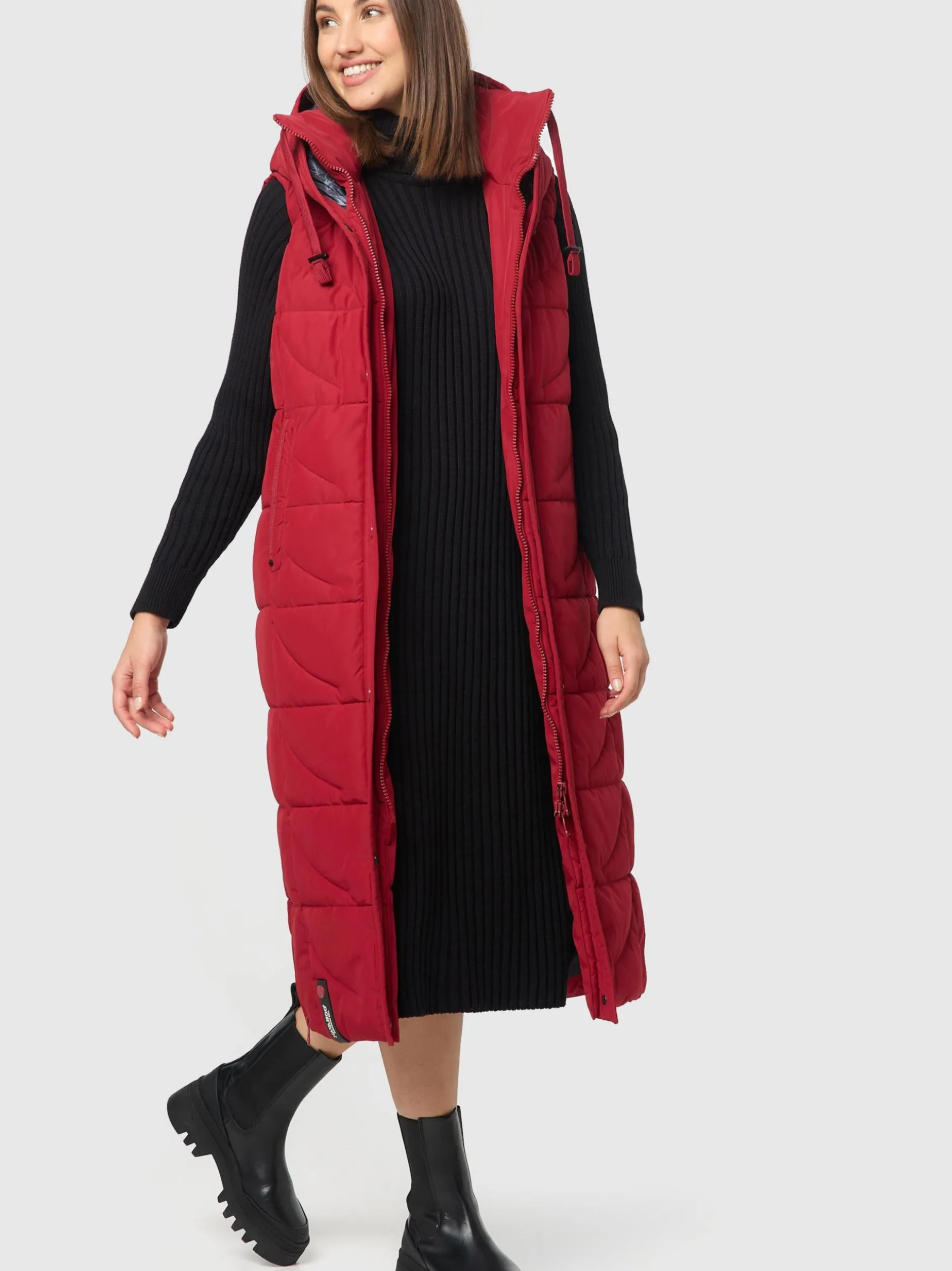 Navahoo Damen Steppweste - Brezelchen in rot