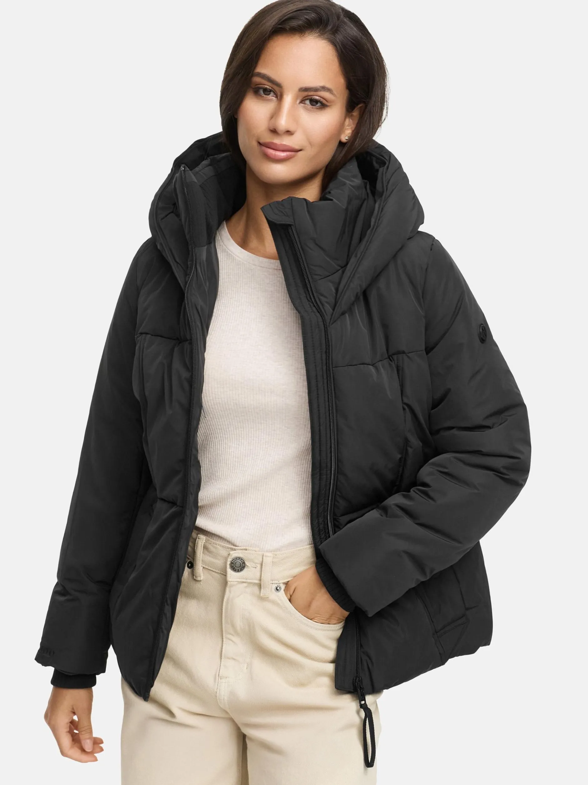 Navahoo Damen Winterjacke - Flüsterfee 14 in schwarz