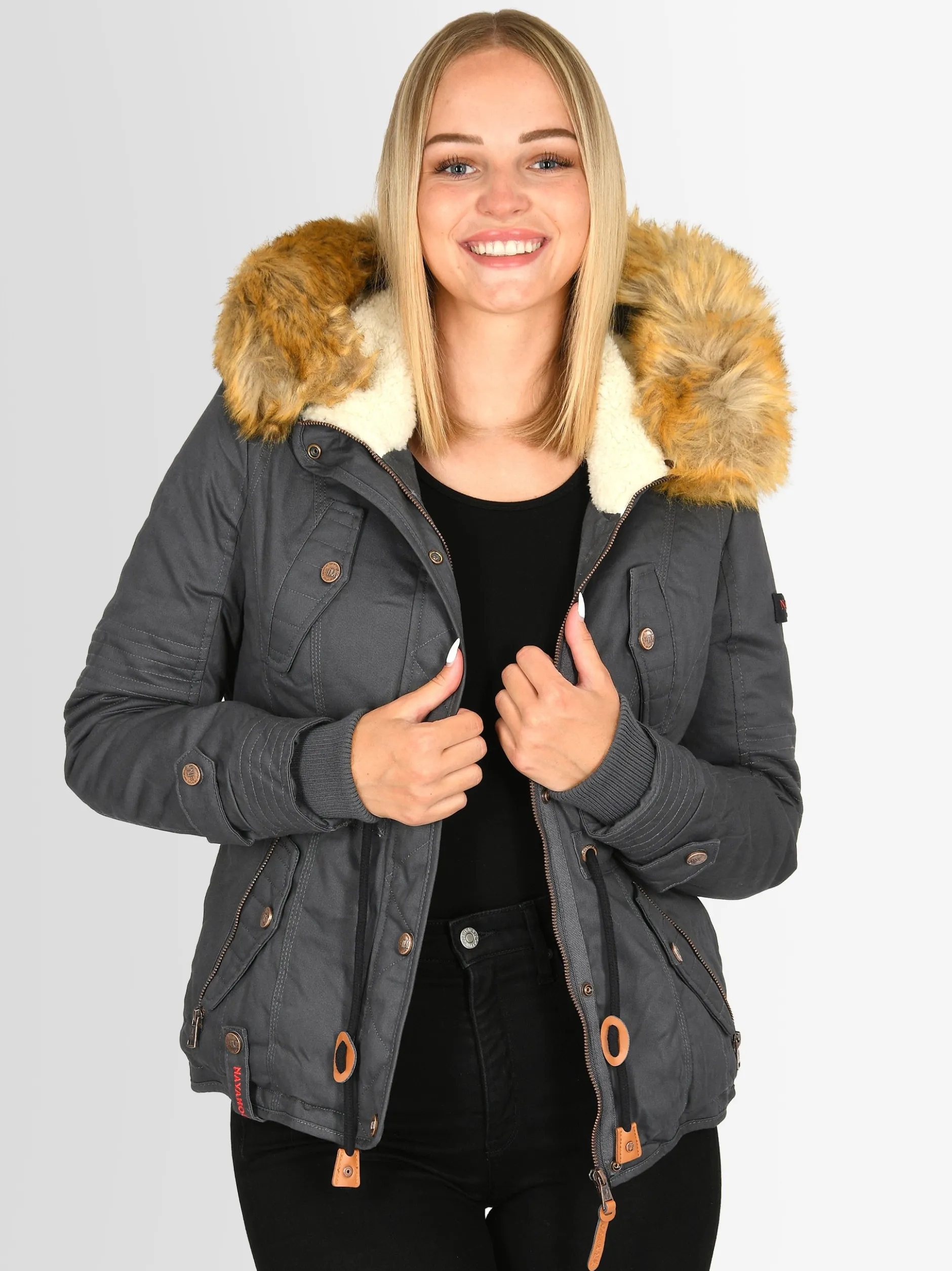 Navahoo Damen Winterjacke - Pearl in anthrazit