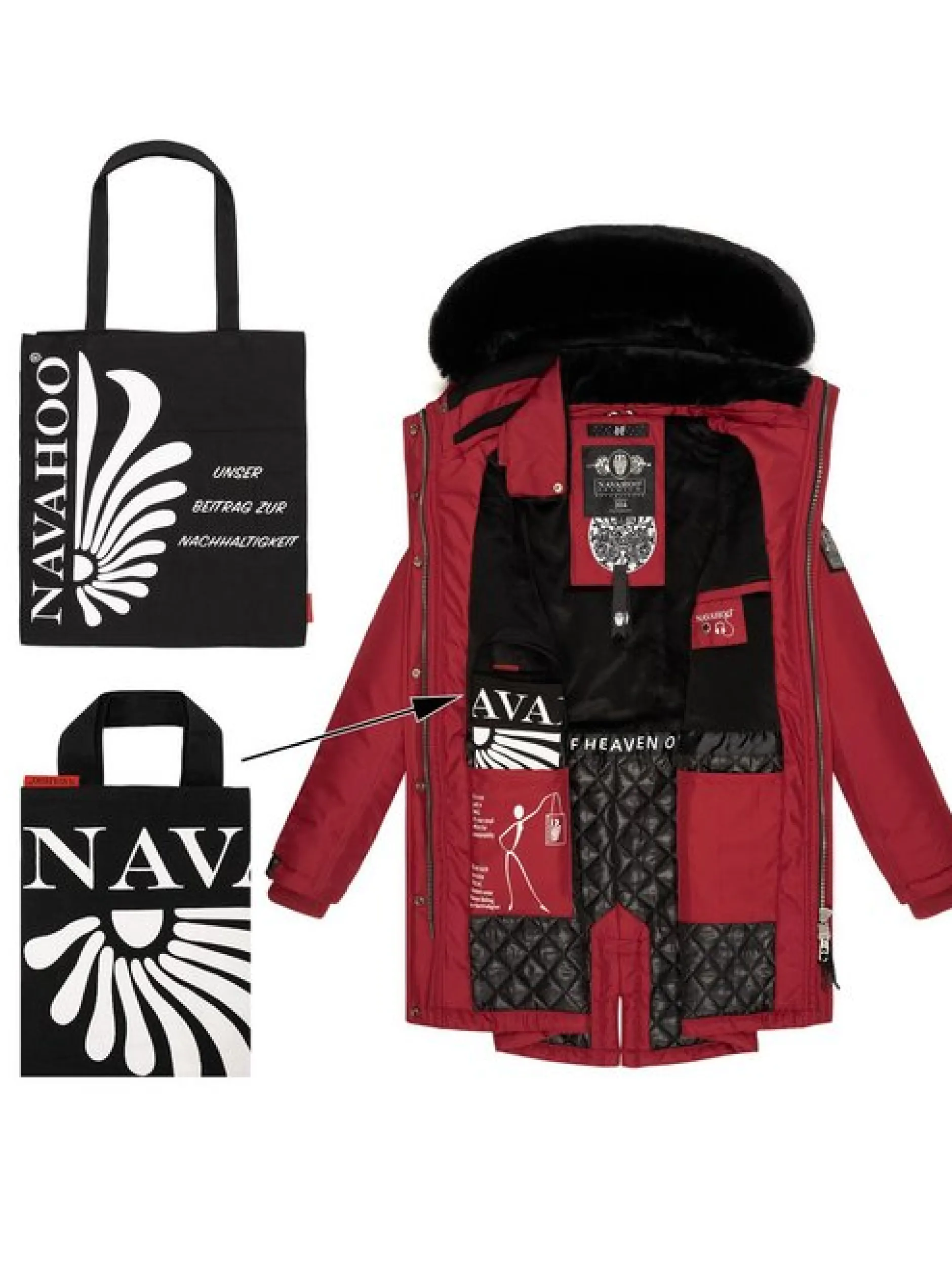 Navahoo Damen Wintermantel - Tiniis in rot