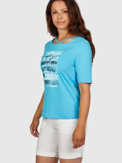 Navigazione Damen Shirt in türkis - Ärmel: kurzarm