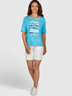 Navigazione Damen Shirt in türkis - Ärmel: kurzarm