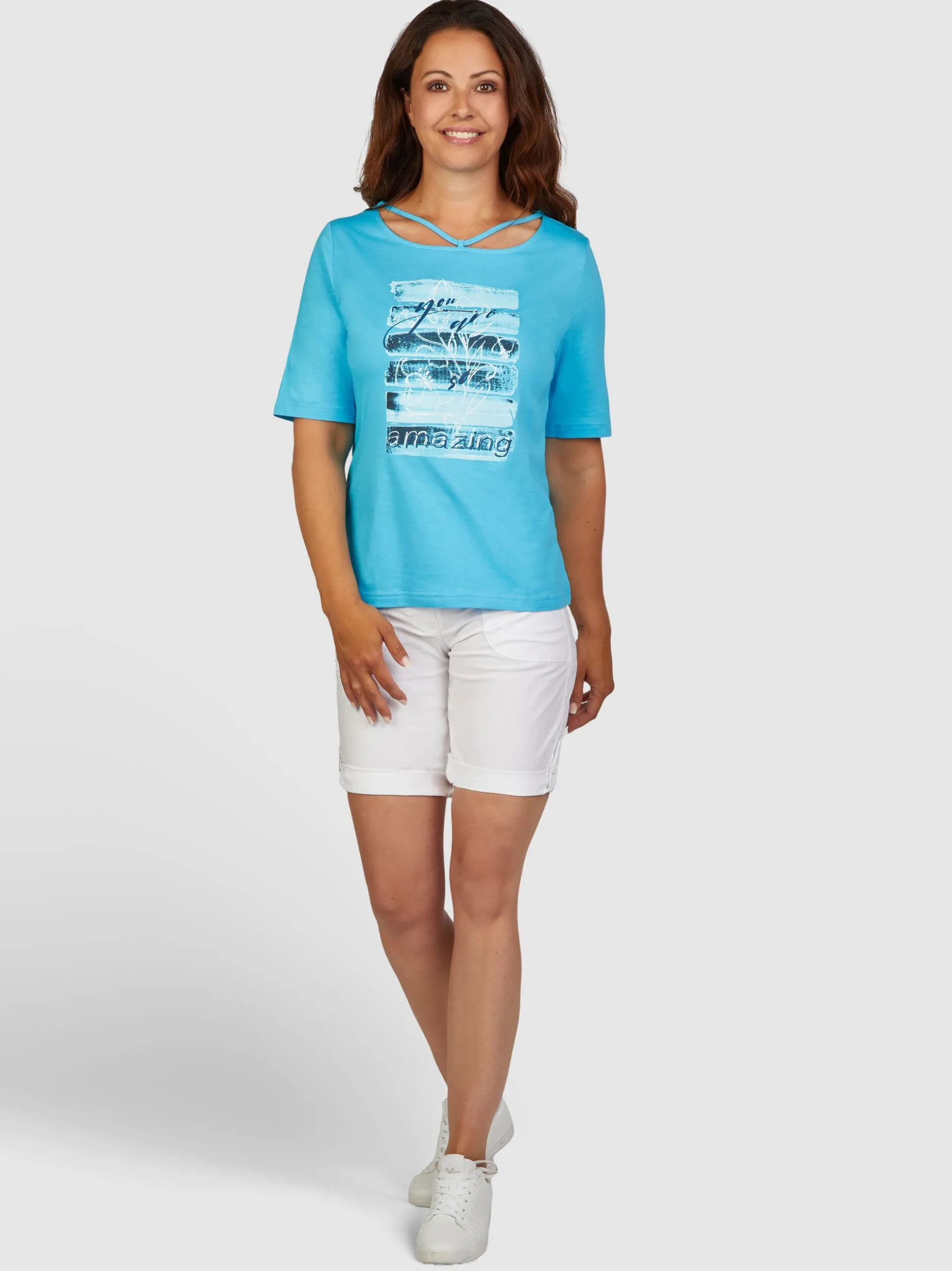 Navigazione Damen Shirt in türkis - Ärmel: kurzarm