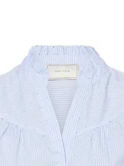 Neo Noir Damen Bluse - Astrida Stripe Stone in hellblau weiß
