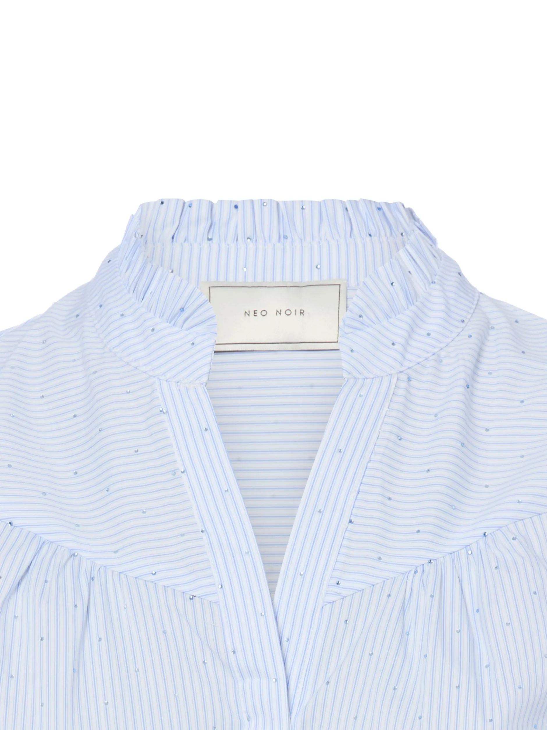Neo Noir Damen Bluse - Astrida Stripe Stone in hellblau weiß