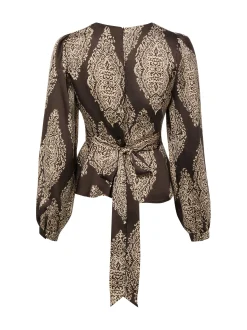 Neo Noir Damen Blusenshirt - Rista Paisley in schoko beige