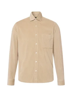 Nils Sundström Herren Cordhemd in beige - Ärmel: langarm
