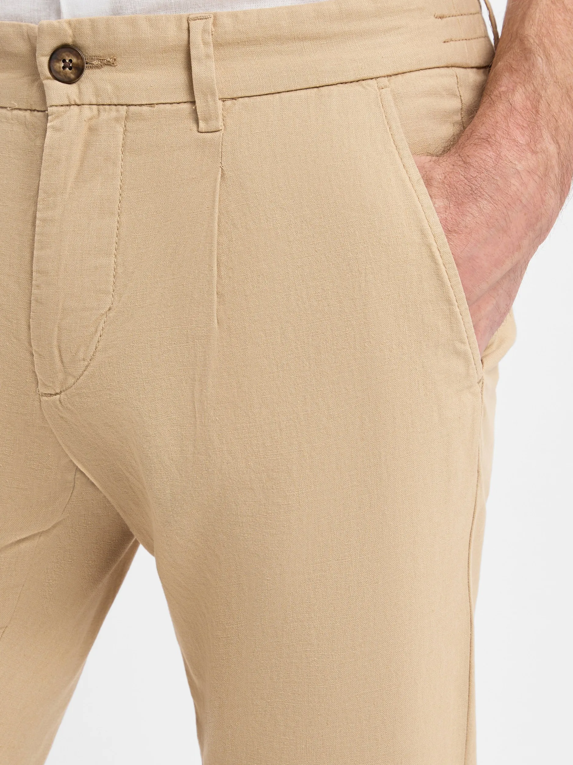 Nils Sundström Herren Hose mit Leinenanteil in beige