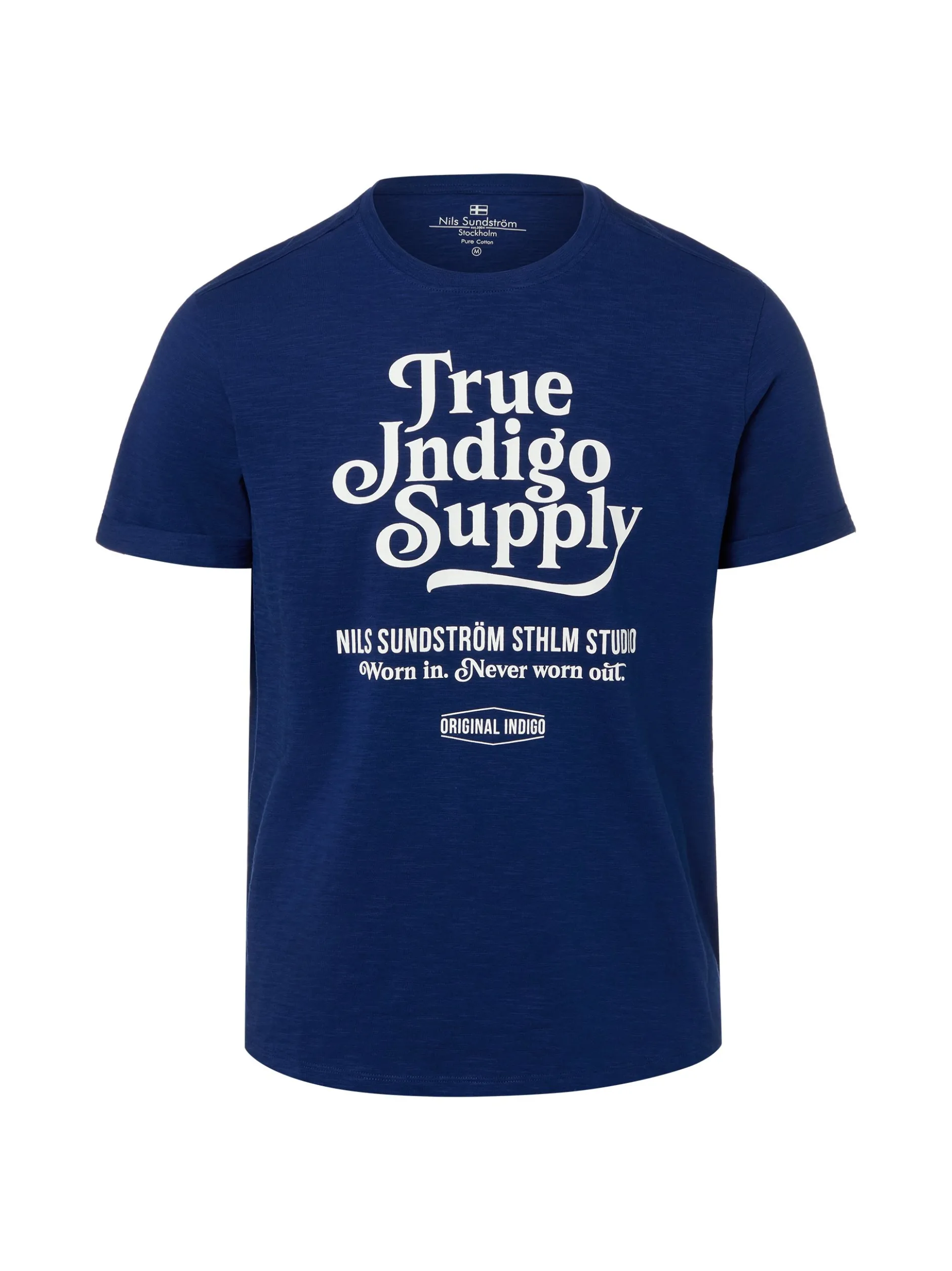 Nils Sundström Herren T-Shirt in indigo weiß