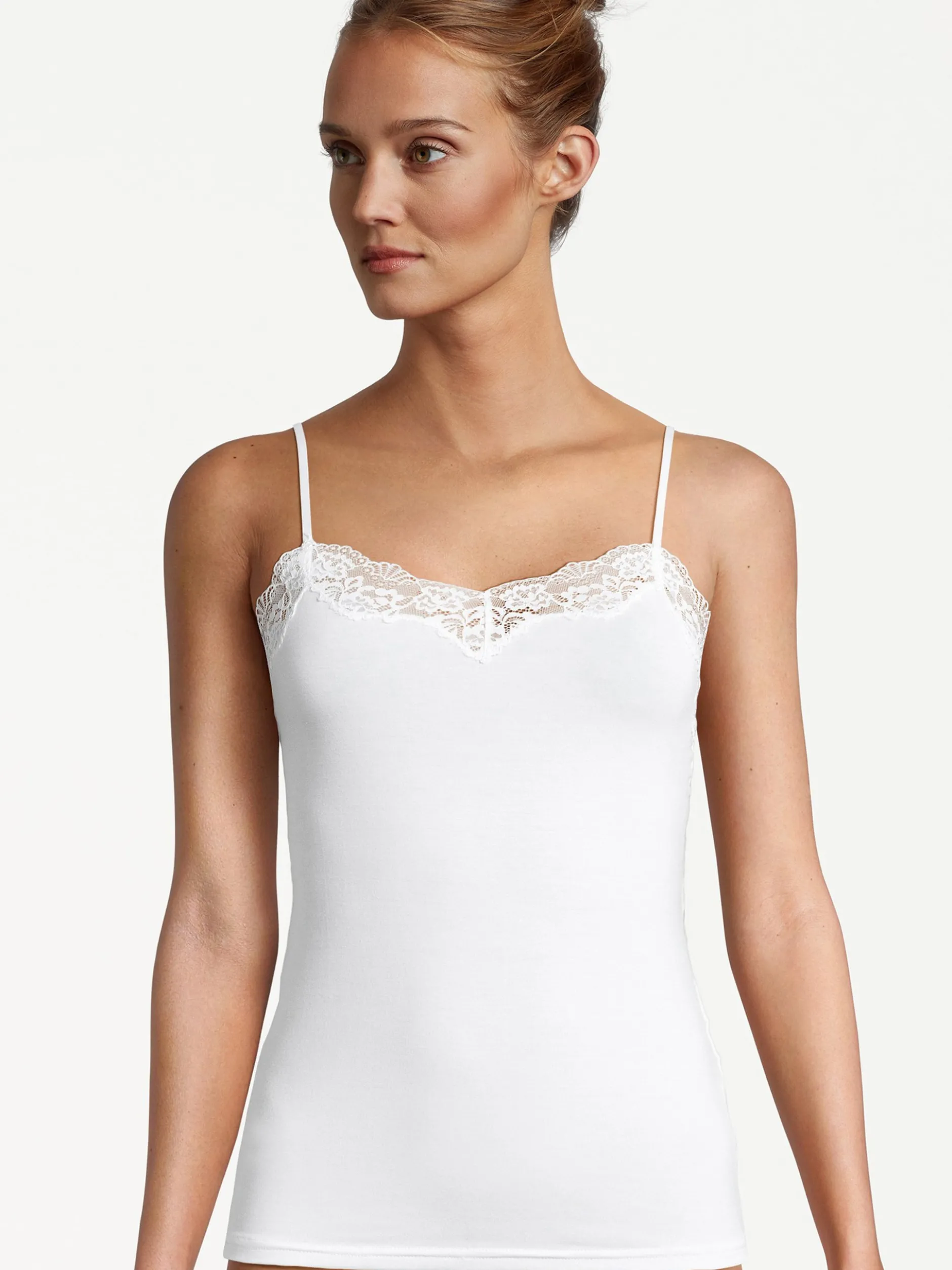 Nina von C. Damen Spaghetti Top - 3er Pack Romance in weiß