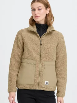 North Bend Damen Plüschjacke - NBGalonne W Teddy Jacket in beige