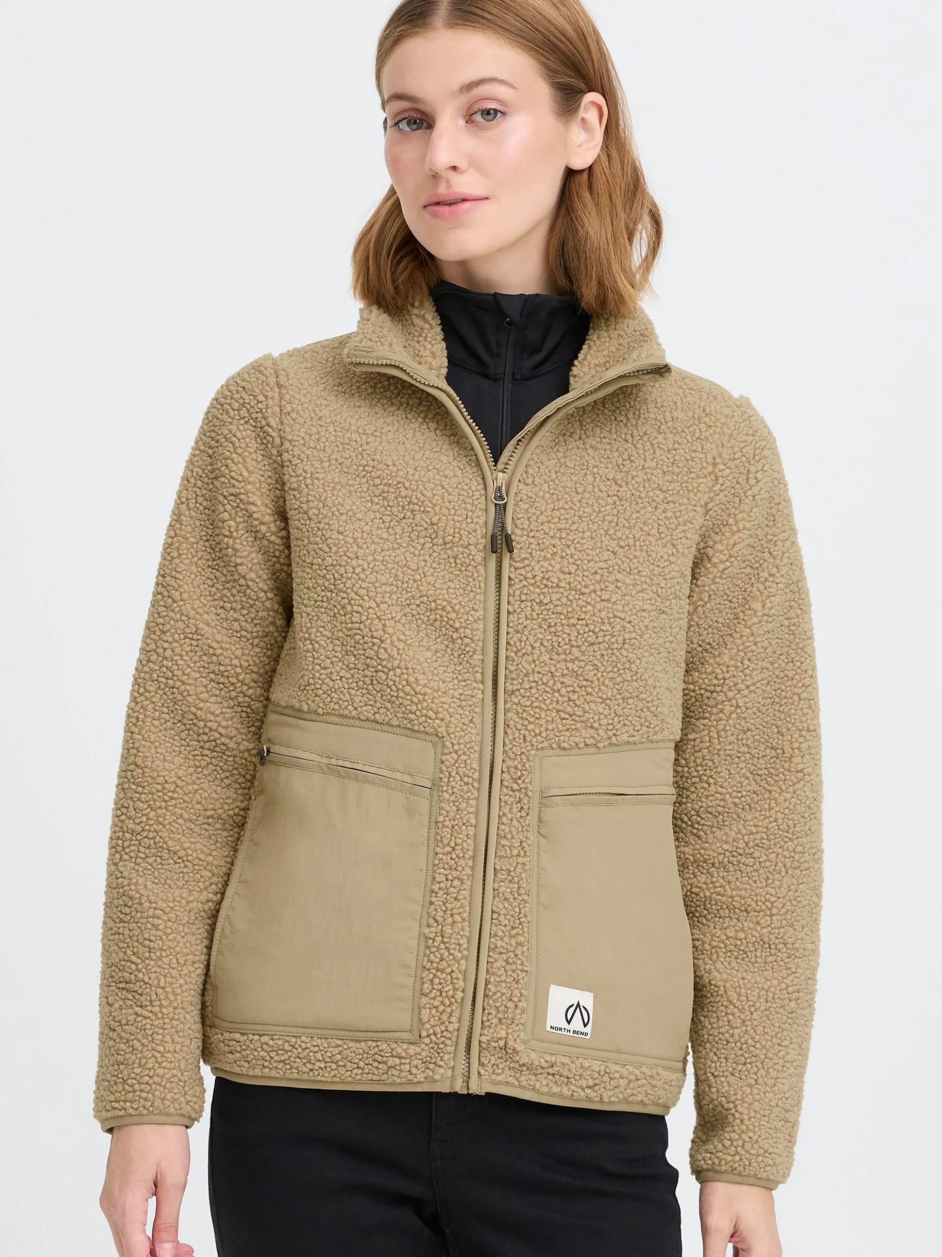 North Bend Damen Plüschjacke - NBGalonne W Teddy Jacket in beige