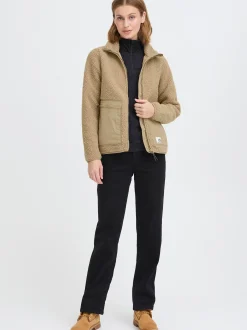 North Bend Damen Plüschjacke - NBGalonne W Teddy Jacket in beige