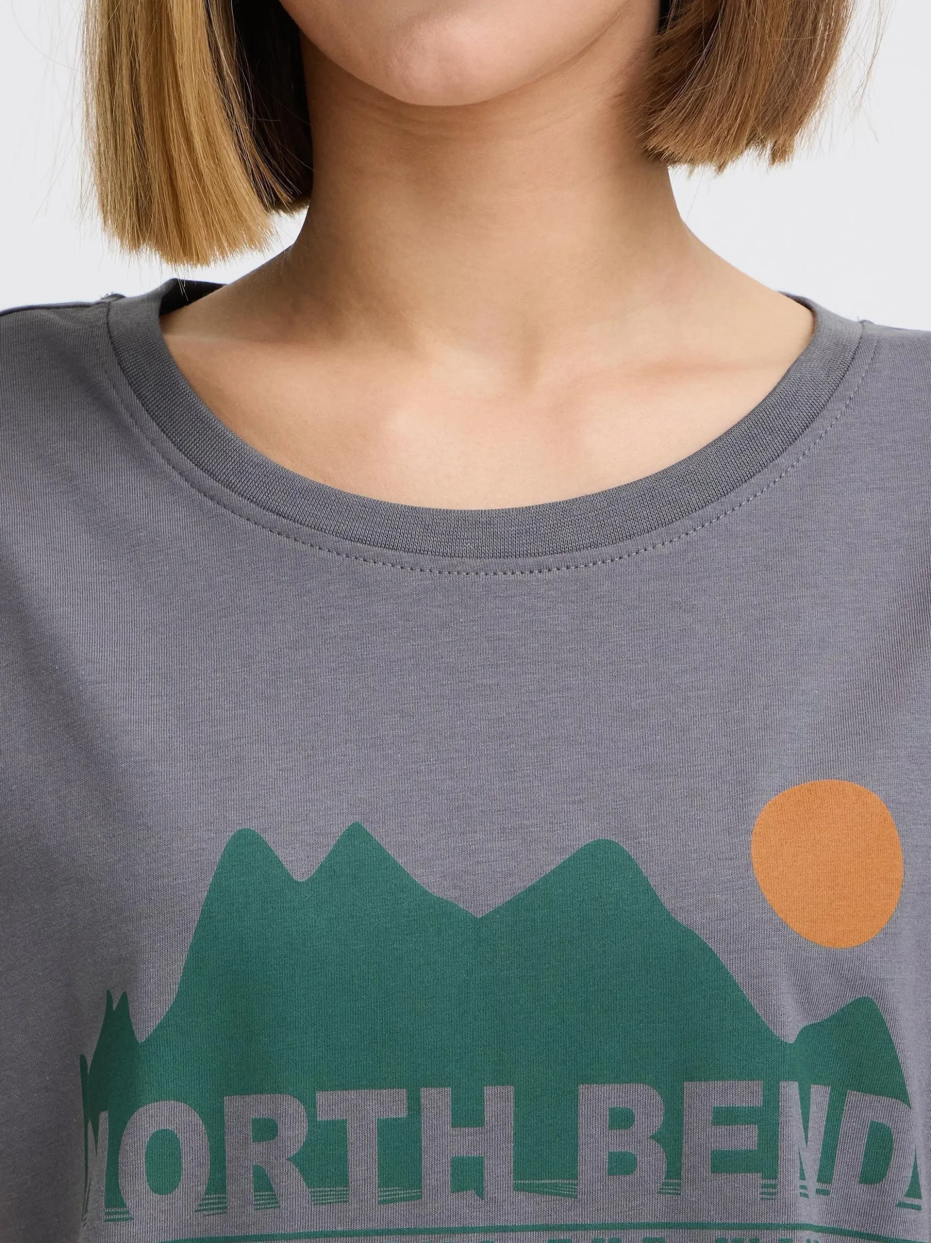 North Bend Damen Rundhalsshirt - NBCash in grau