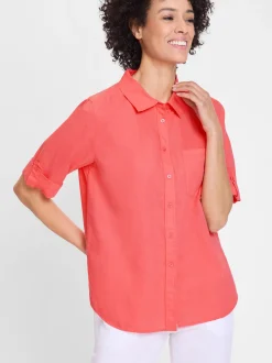 Olsen Damen Bluse in rosa - Ausschnitt: V-Ausschnitt