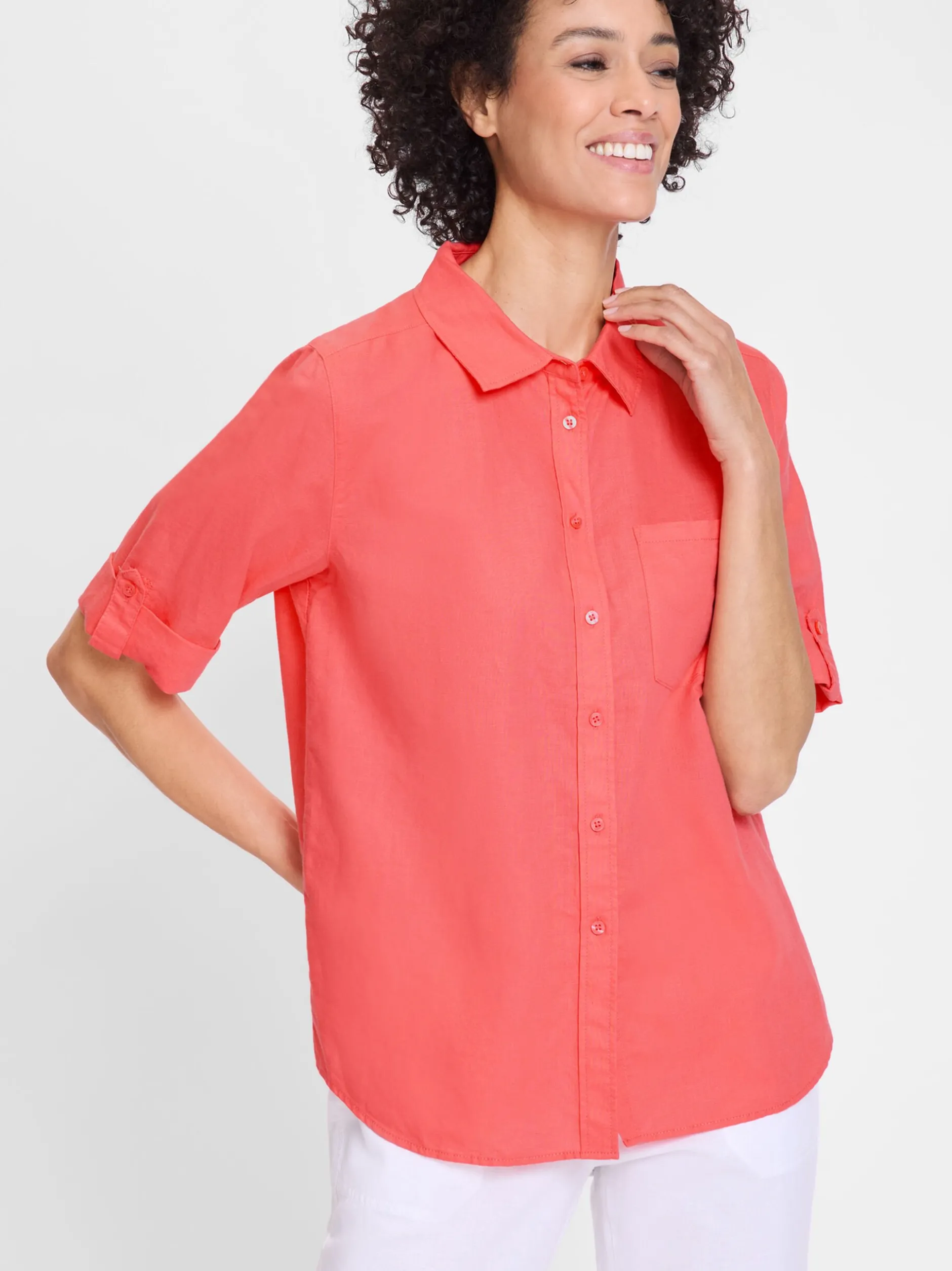 Olsen Damen Bluse in rosa - Ausschnitt: V-Ausschnitt