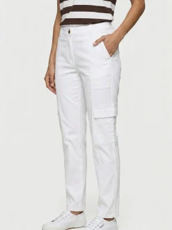 Olsen Damen Cargohose - Lisa Straight in weiß