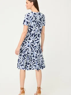 Olsen Damen Jerseykleid in marine blau - Ärmel: kurzarm