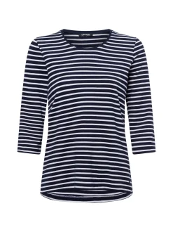 Olsen Damen Langarmshirt - Hannah in marine weiß