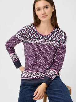 Olsen Damen Langarmshirt in lila - Ausschnitt: Rundhals