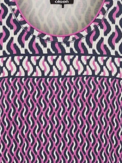 Olsen Damen Langarmshirt in lila - Ausschnitt: Rundhals