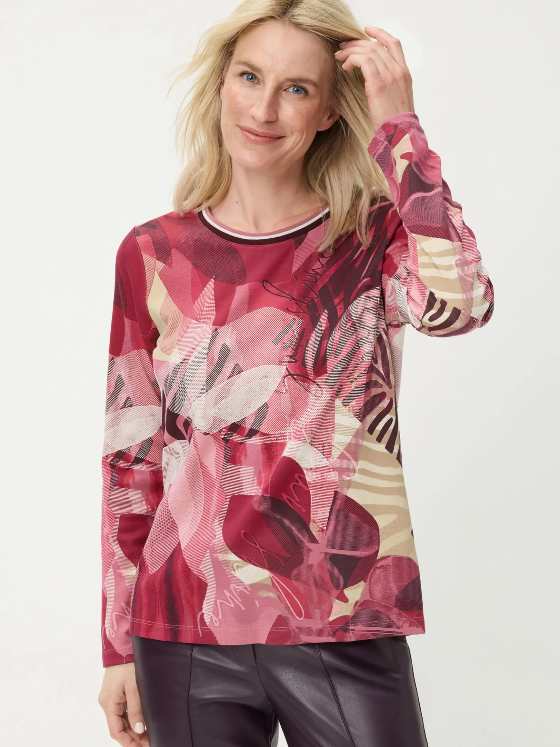 Olsen Damen Langarmshirt in rot - Ausschnitt: Rundhals