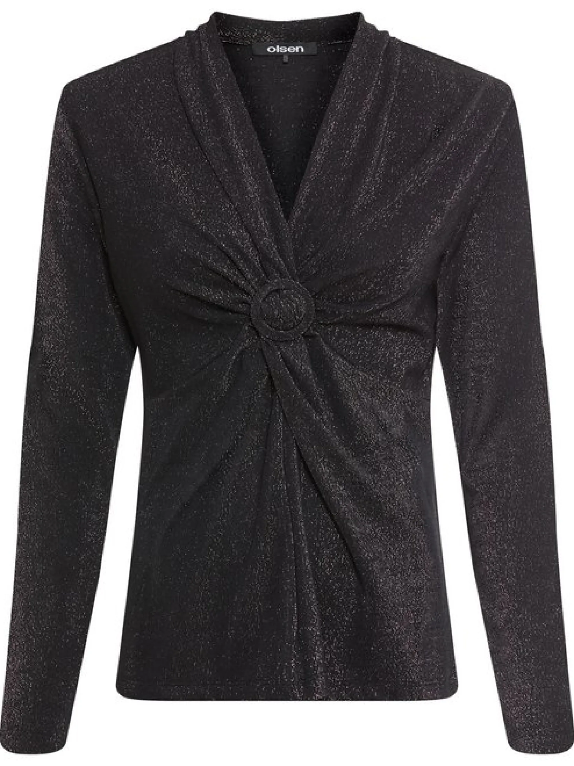 Olsen Damen Langarmshirt in schwarz - Ärmel: kurzarm